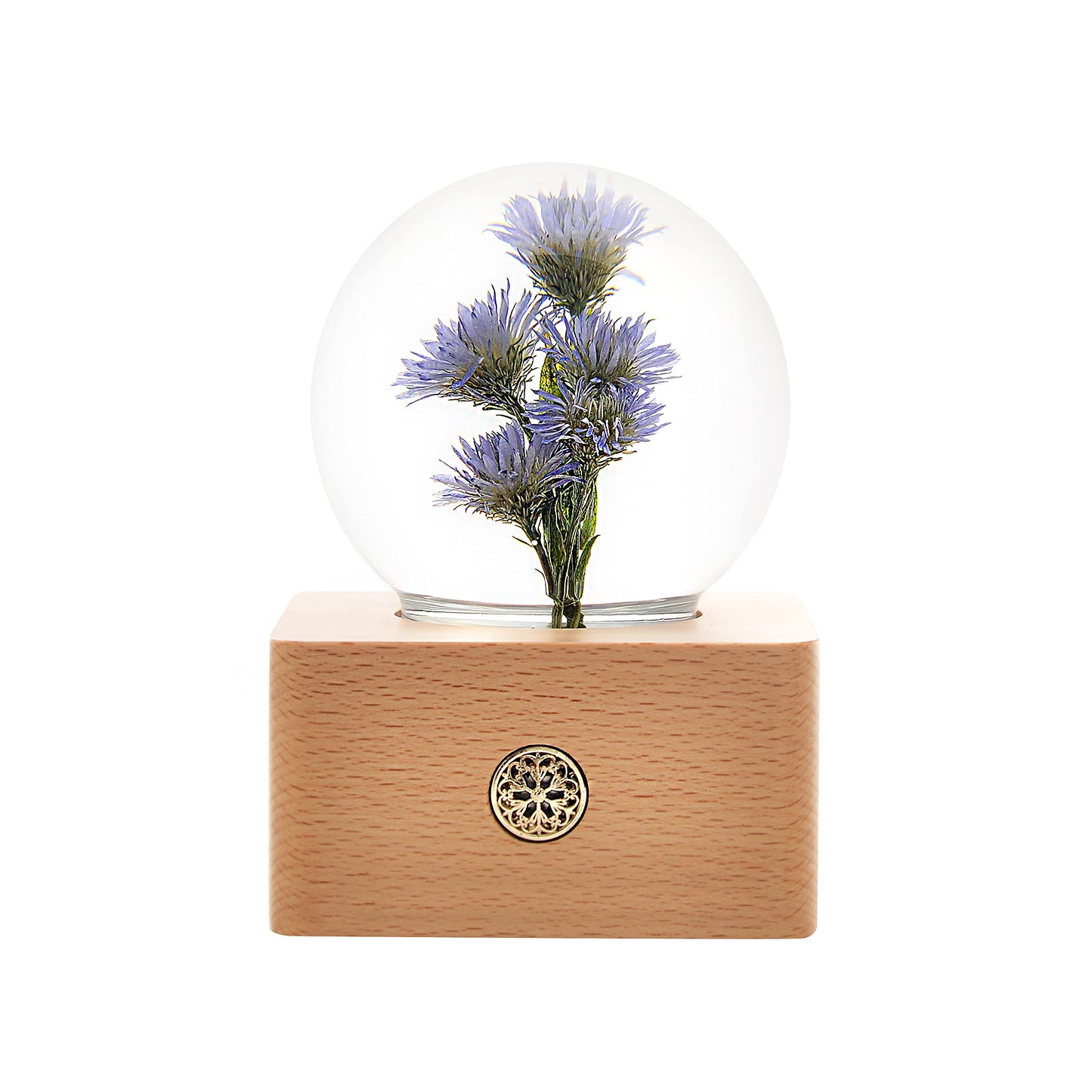 Purple Chrysanthemum Night Light Crystal Ball - (Natural Preserved Flower)