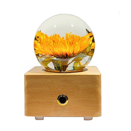 Sunflower Flower Bluetooth Speaker Crystal Ball - （Natural Preserved Flower)