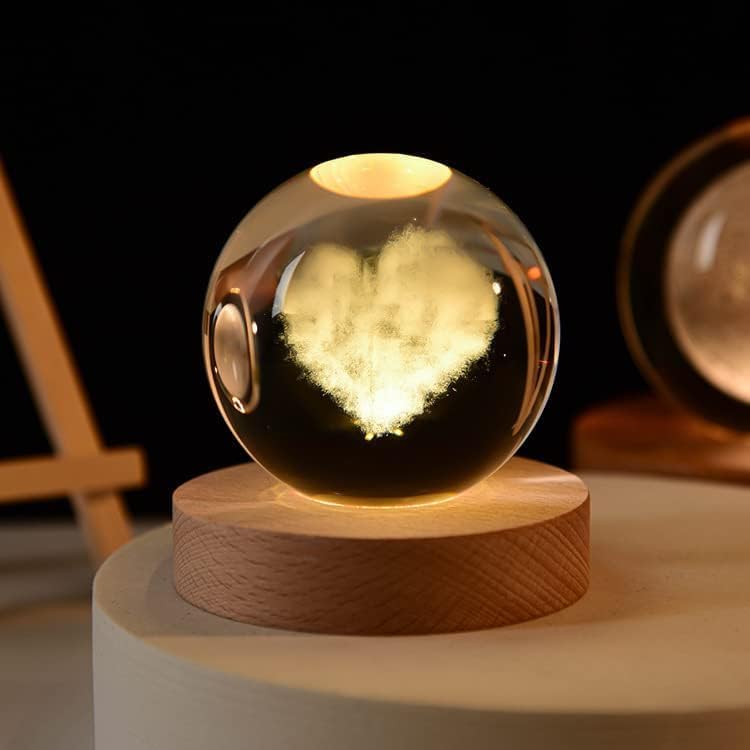 5D  Love-Cloud Crystal Ball Glass Planet LED Warm Night Light