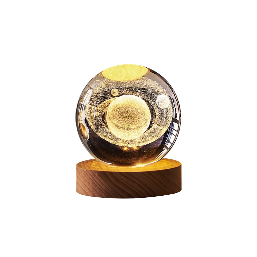 5D  Sun-Star Trajectory Crystal Ball Glass Planet LED Warm Night Light