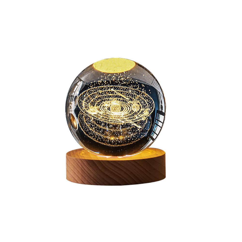 5D  Cosmic Planetary Trajectory Crystal Ball Glass Planet LED Warm Night Light