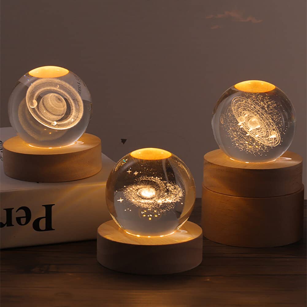 5D Cometary Vortex Crystal Ball Glass Planet LED Warm Night Light