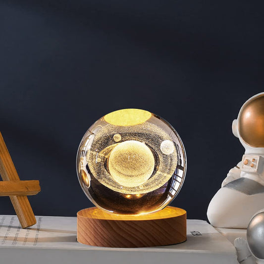 5D  Sun-Star Trajectory Crystal Ball Glass Planet LED Warm Night Light