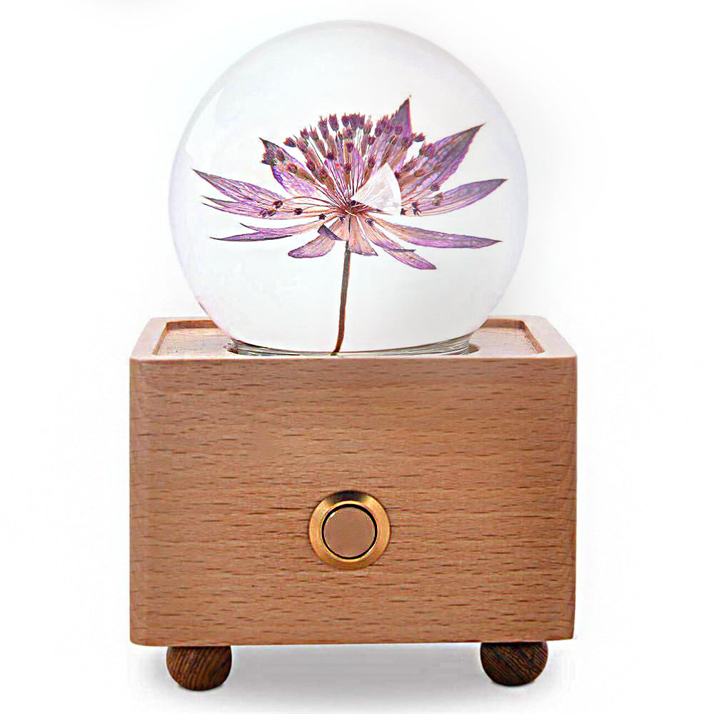 Roman Flower Bluetooth Speaker Crystal Ball - （Natural Preserved Flower)