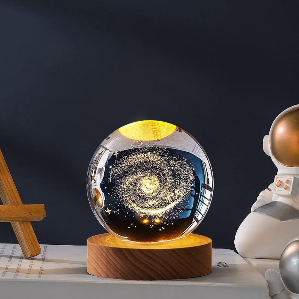 5D Cometary Vortex Crystal Ball Glass Planet LED Warm Night Light