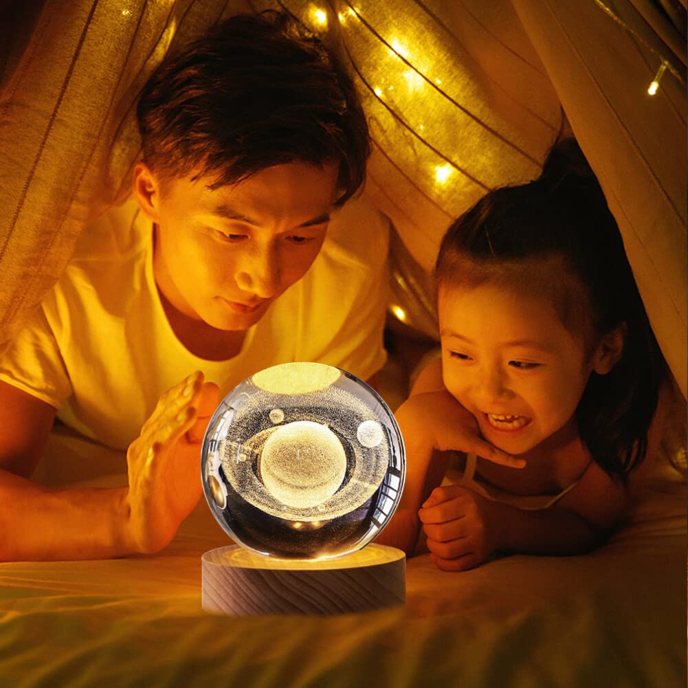 5D  Sun-Star Trajectory Crystal Ball Glass Planet LED Warm Night Light