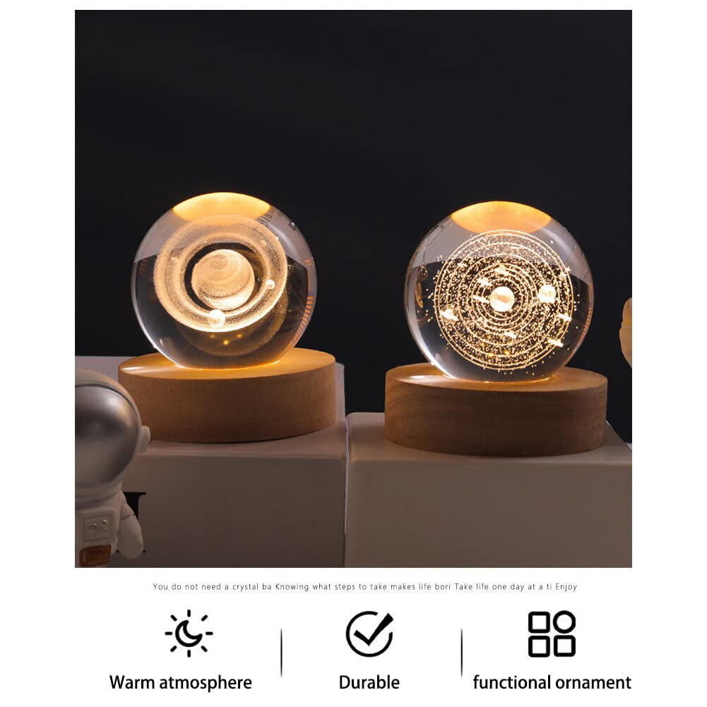 5D  Cosmic Planetary Trajectory Crystal Ball Glass Planet LED Warm Night Light