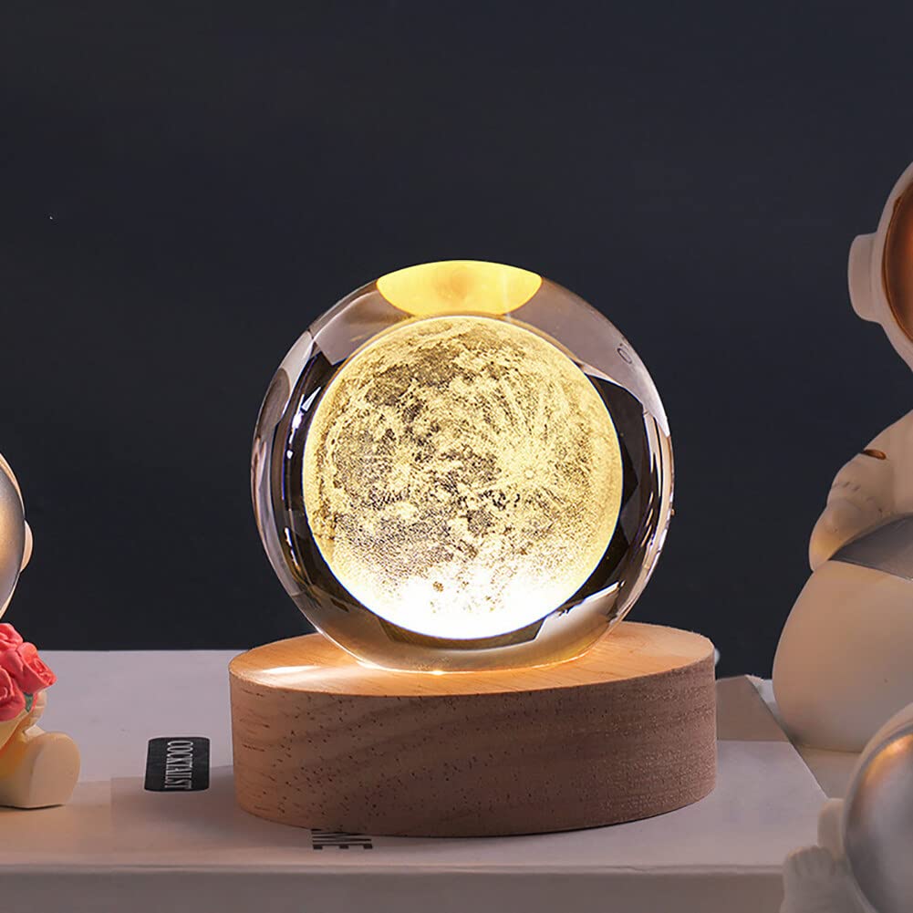 5D Big Moon Crystal Ball Glass Planet LED Warm Night Light