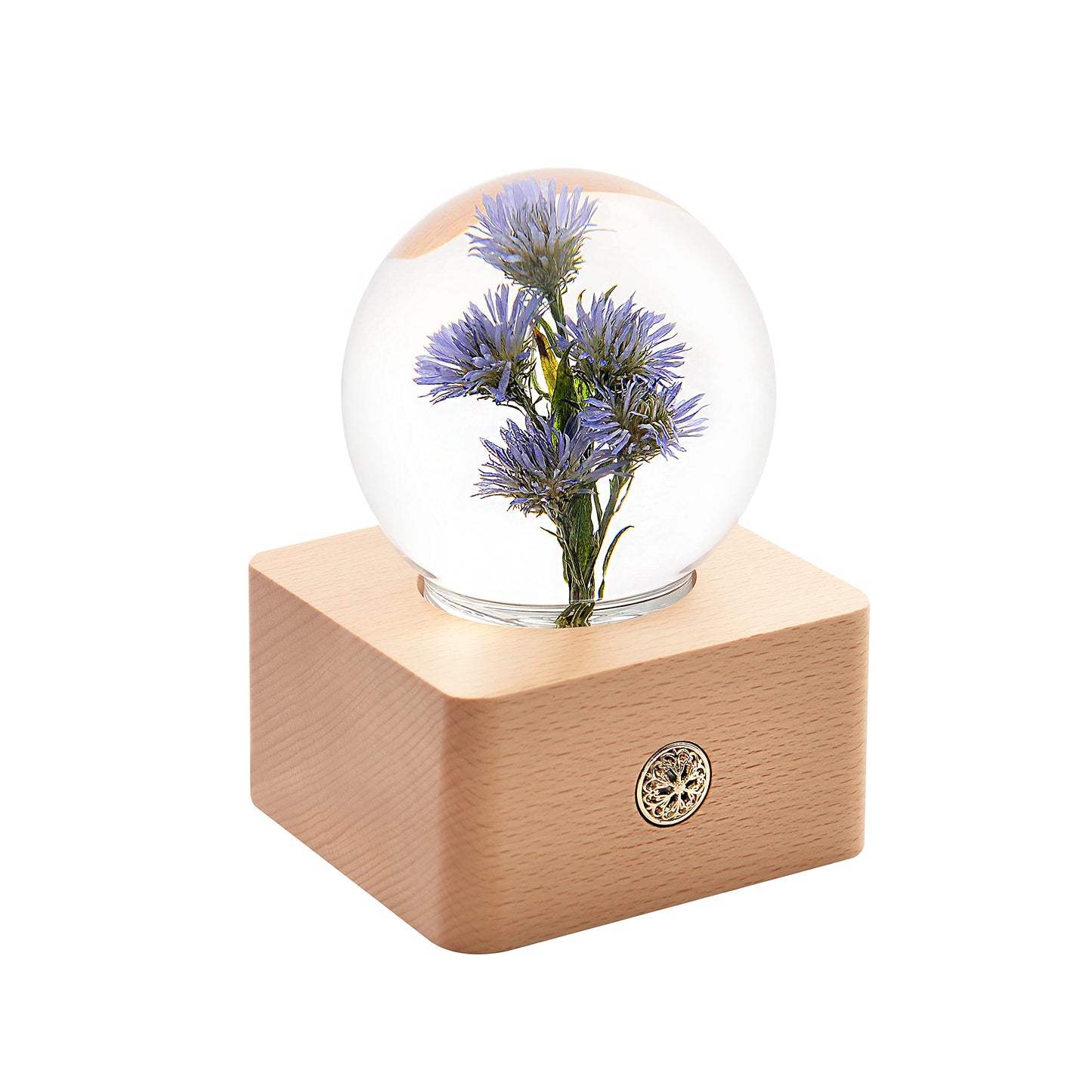 Purple Chrysanthemum Night Light Crystal Ball - (Natural Preserved Flower)