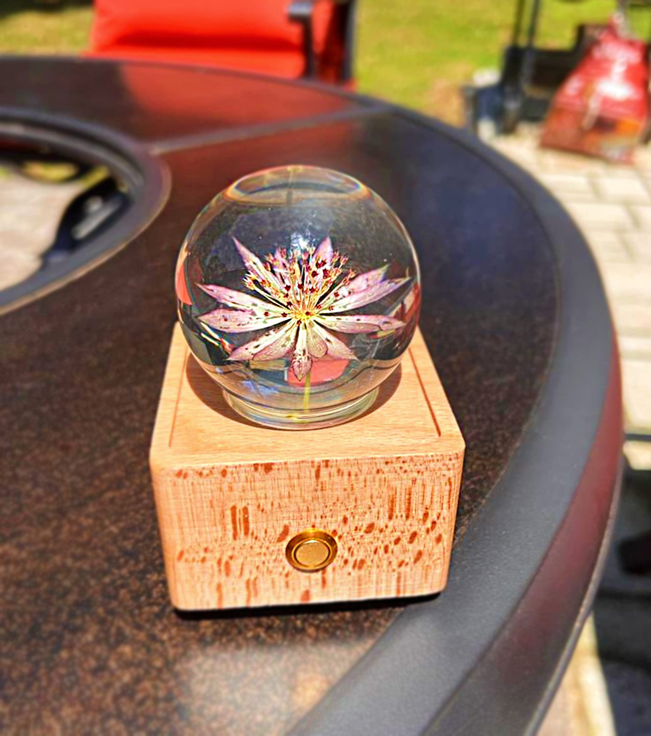 Roman Flower Bluetooth Speaker Crystal Ball - （Natural Preserved Flower)