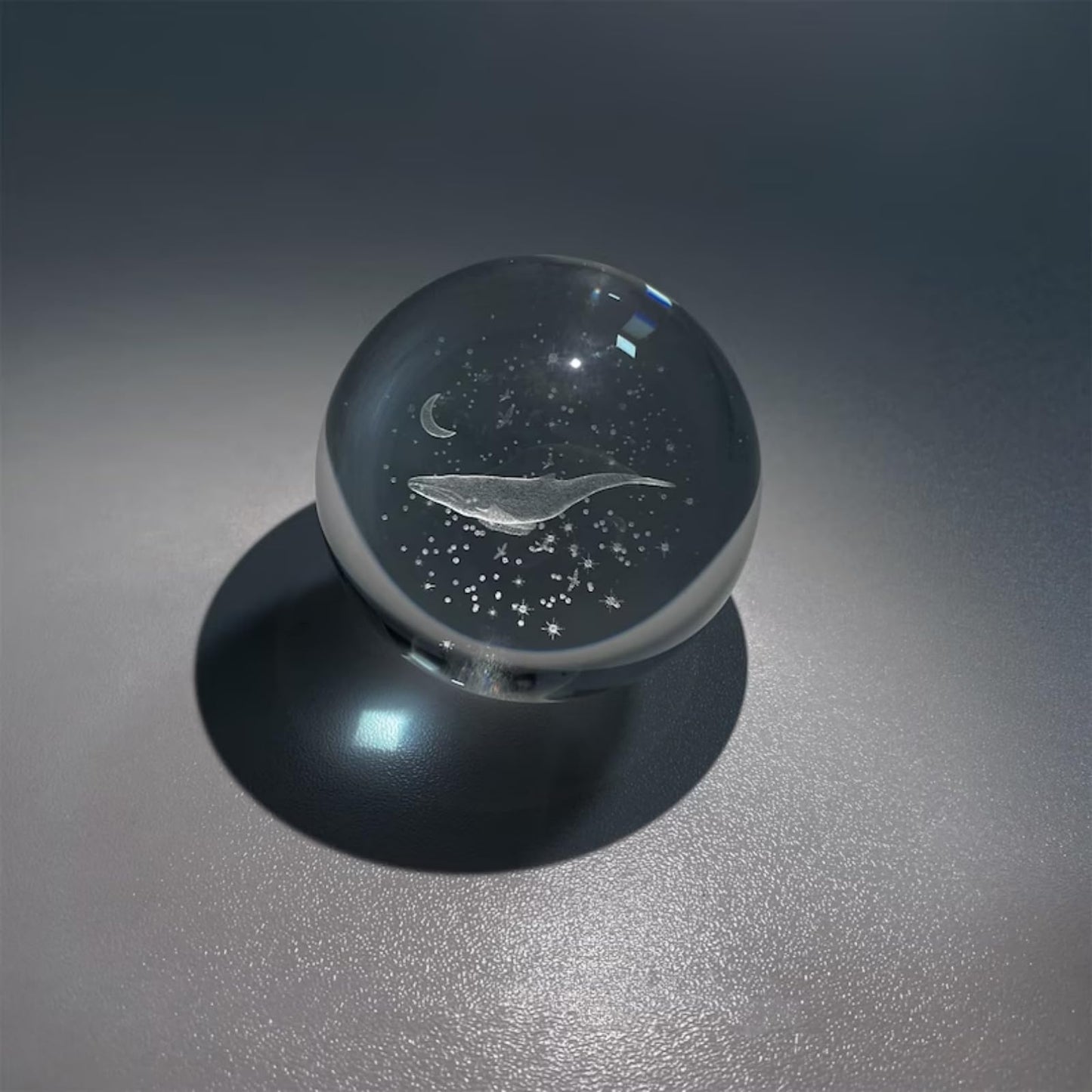 5D Whales In Space Crystal Ball Glass Planet LED Warm Night Light