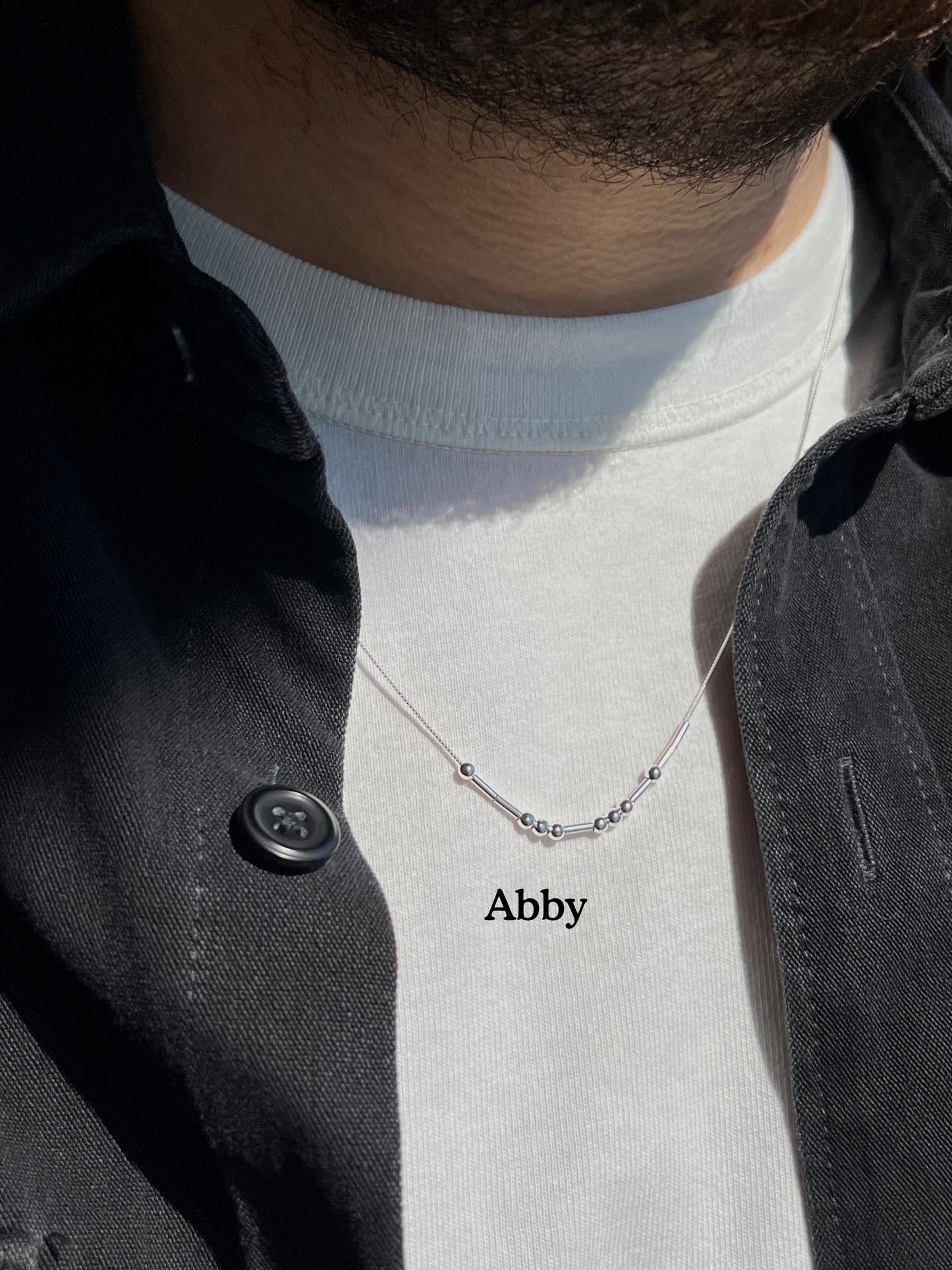 Morse Code Silver Necklace