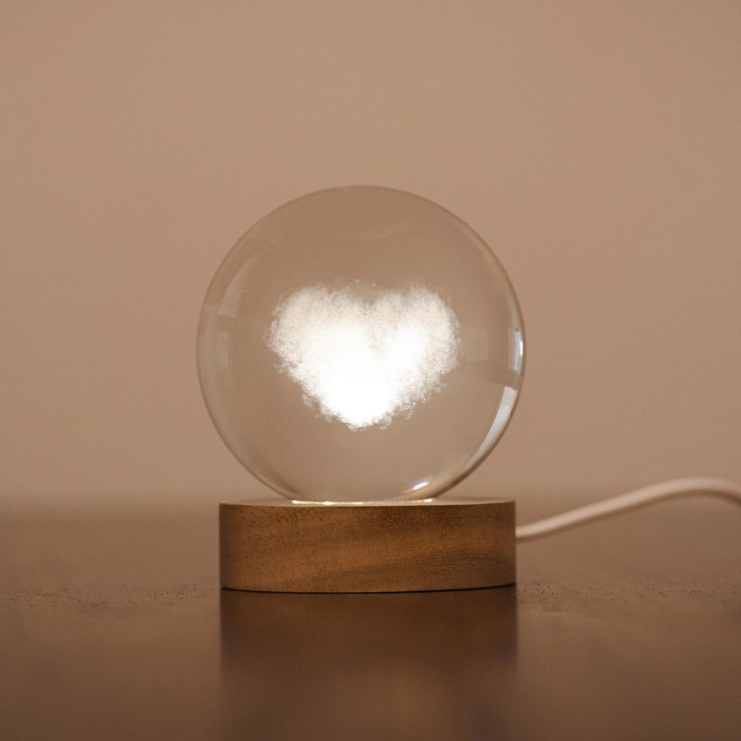 5D  Love-Cloud Crystal Ball Glass Planet LED Warm Night Light