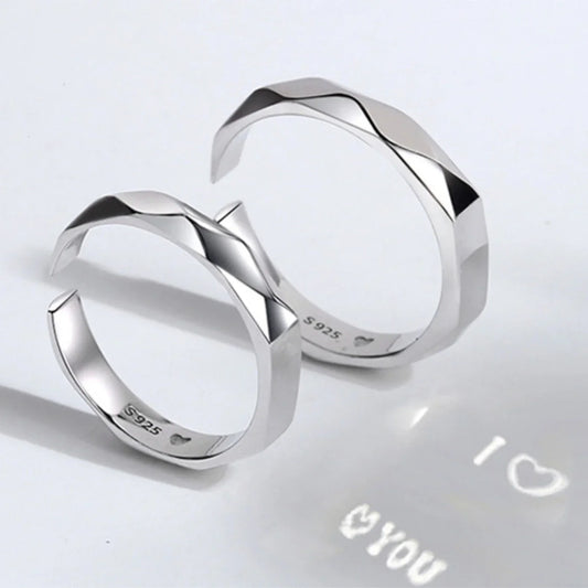 S925 Silver Light Refractive Couple Rings ( I ♡ YOU )