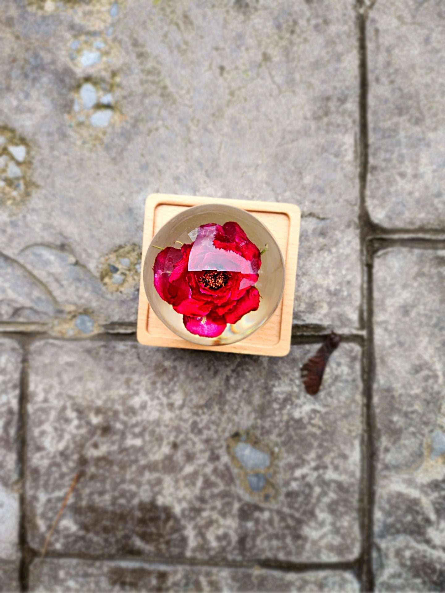 Red Roses Flower Bluetooth Speaker Crystal Ball - （Natural Preserved Flower)