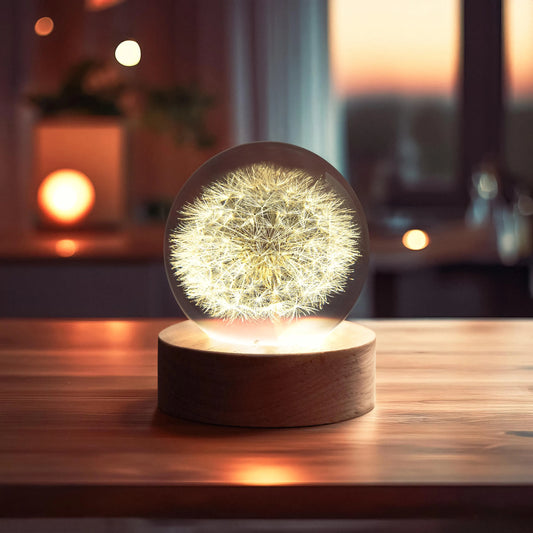 Blowball Flowers Night Light Crystal Ball - (Natural Preserved Flower)