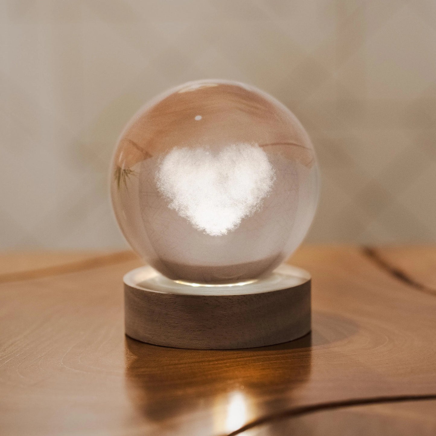 5D  Love-Cloud Crystal Ball Glass Planet LED Warm Night Light